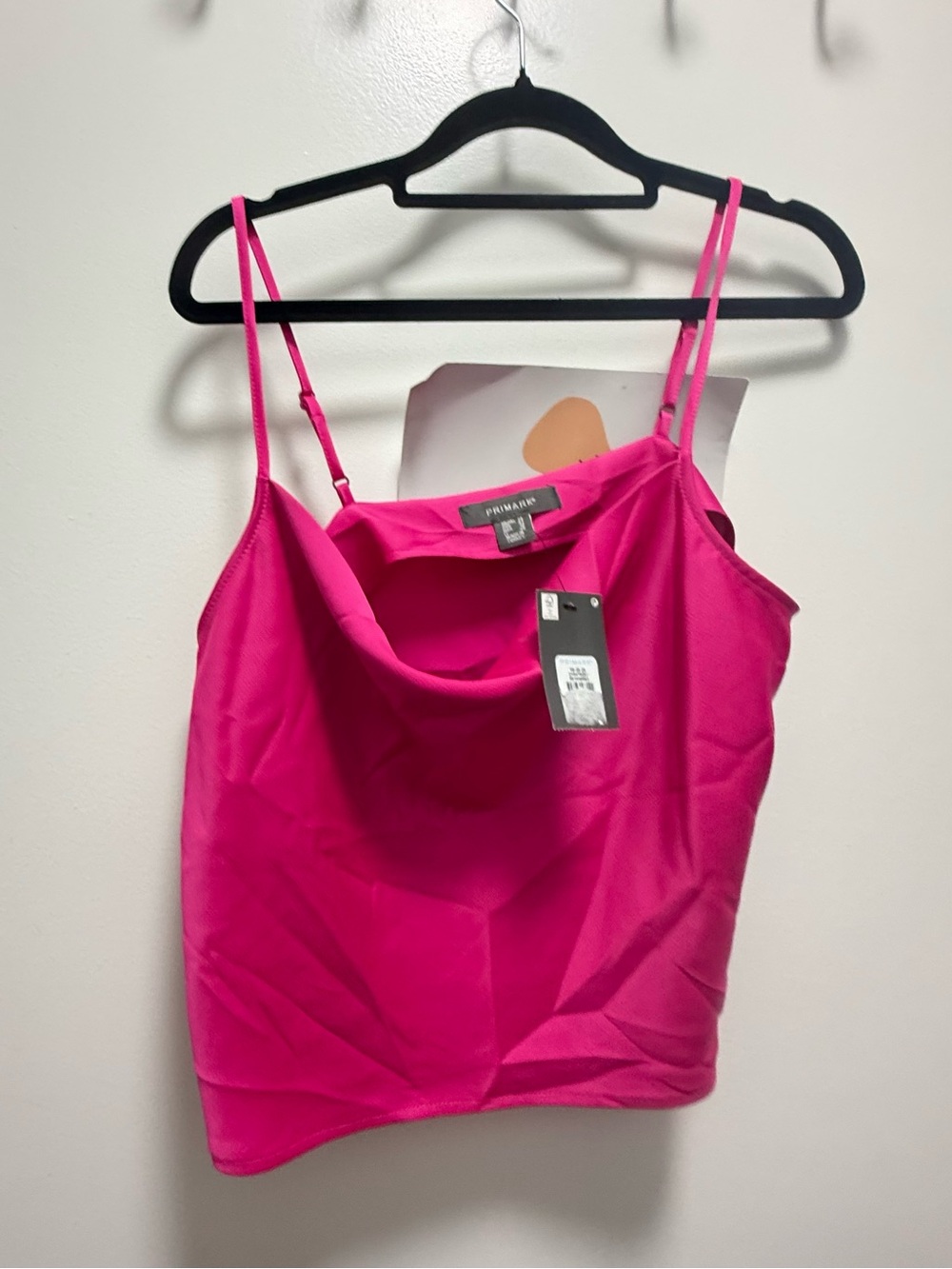NWT Hot Pink Satin Cowl Neck Cami Strappy Tank Top US 10 - Picture 2 of 11